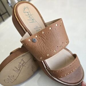 Velez Tan Leather Double-Band Sandals